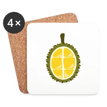 Durian Kostüm Jackfruits Fasching Obst Stinkfrucht - Untersetzer (4er-Set) - Weiß - Vorne