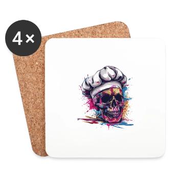 Chef Chef Skull - Coasters (set of 4) - white - Front