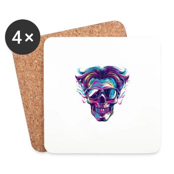 Crâne de fête - Dessous de verre (lot de 4) - blanc - Devant