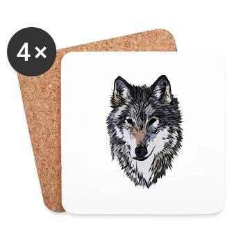 Conception graphique de visage de chien - Dessous de verre (lot de 4) - blanc - Devant