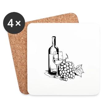 wine glass wine grapes wine - Coasters (set of 4) - white - Front