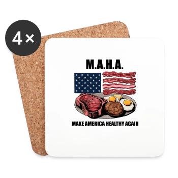 Patriotisches Amerikanisches Frühstück Gesundheit - Untersetzer (4er-Set) - Weiß - Vorne