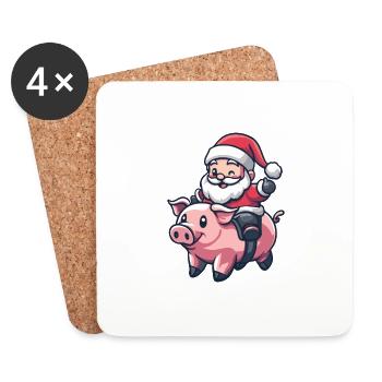 Pig Santa Claus - Coasters (set of 4) - white - Front