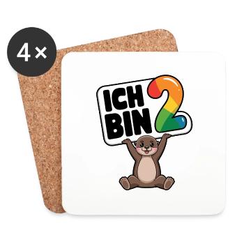 Ich bin 2 Jahre zweiter Geburtstag - Untersetzer (4er-Set) - Weiß - Vorne