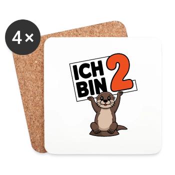 Ich bin 2 Jahre zweiter Geburtstag - Untersetzer (4er-Set) - Weiß - Vorne