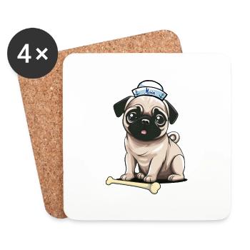 Hund Hunde maritim Moin Seemann Matrose Ahoi - Untersetzer (4er-Set) - Weiß - Vorne