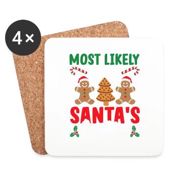 Le plus susceptible de manger des biscuits de Noël du Père Noël Naugh - Dessous de verre (lot de 4) - blanc - Devant