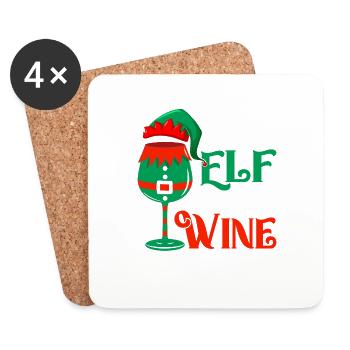 This Elf Runs On Wine Spirit Christmas - Untersetzer (4er-Set) - Weiß - Vorne