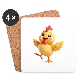 Huhn 2 - Untersetzer (4er-Set) - Weiß - Vorne