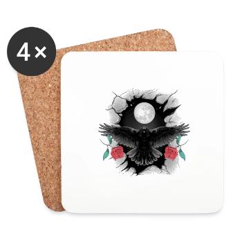 Mystic Corbeau Corbeau Roses Halloween - Dessous de verre (lot de 4) - blanc - Devant