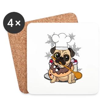 Pug Christmas Dog Dog Christmas Xmas - Coasters (set of 4) - white - Front