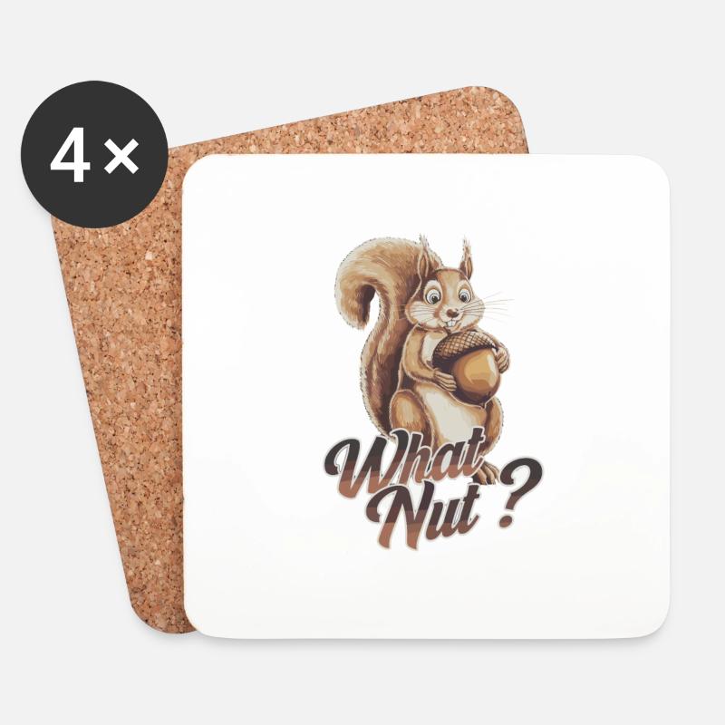 Nettes Eichhörnchen hält Eichel What Nut - Untersetzer (4er-Set) - Weiß