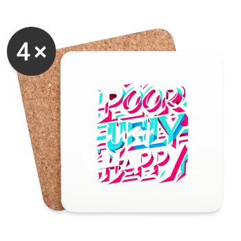 Poor Ugly Happy 5 - Untersetzer (4er-Set) - Weiß - Vorne