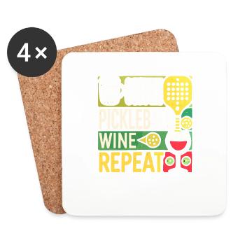 Kaffee Pickleball Wein Wiederholung - Untersetzer (4er-Set) - Weiß - Vorne