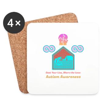 Cast Your Line Share the Love Autism Awareness - Coasters (set of 4) - white - Front