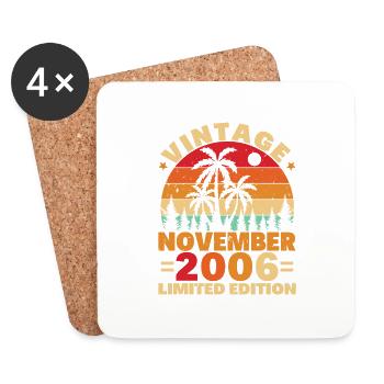 November 2006 Vintage Retro Birthday Gift - Coasters (set of 4) - white - Front