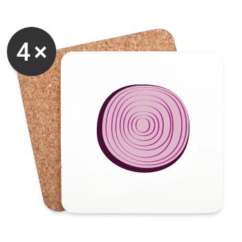 Rote Zwiebeln Zwiebelscheibe Red Onion Zwiebel - Untersetzer (4er-Set) - Weiß - Vorne