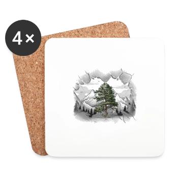 Nature Mountains Mountains Mountain Mountaineers Hike - Coasters (set of 4) - white - Front
