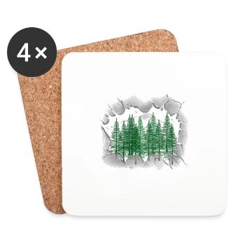 Forêt Épicéa Conifères Forêt Nature Arbres Arbre - Dessous de verre (lot de 4) - blanc - Devant