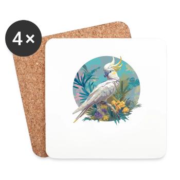 Cacatoès Cacatoès Cacatoès - Dessous de verre (lot de 4) - blanc - Devant