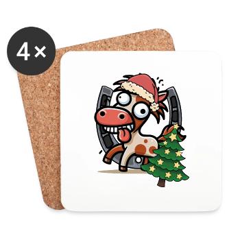 Père Noël Cheval Chevaux Noël Père Noël - Dessous de verre (lot de 4) - blanc - Devant