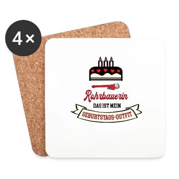 Geburtstag Rohrbauerin Rohrbauer Frau Handwerkerin - Untersetzer (4er-Set) - Weiß - Vorne