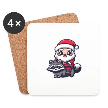 Raccoon Santa Claus - Coasters (set of 4) - white - Front
