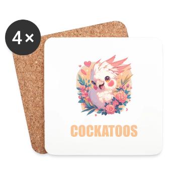 Cacatoès Cacatoès Cacatoès - Dessous de verre (lot de 4) - blanc - Devant