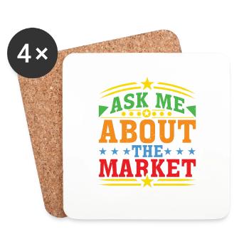 Ask Me About The Market 5 - Untersetzer (4er-Set) - Weiß - Vorne
