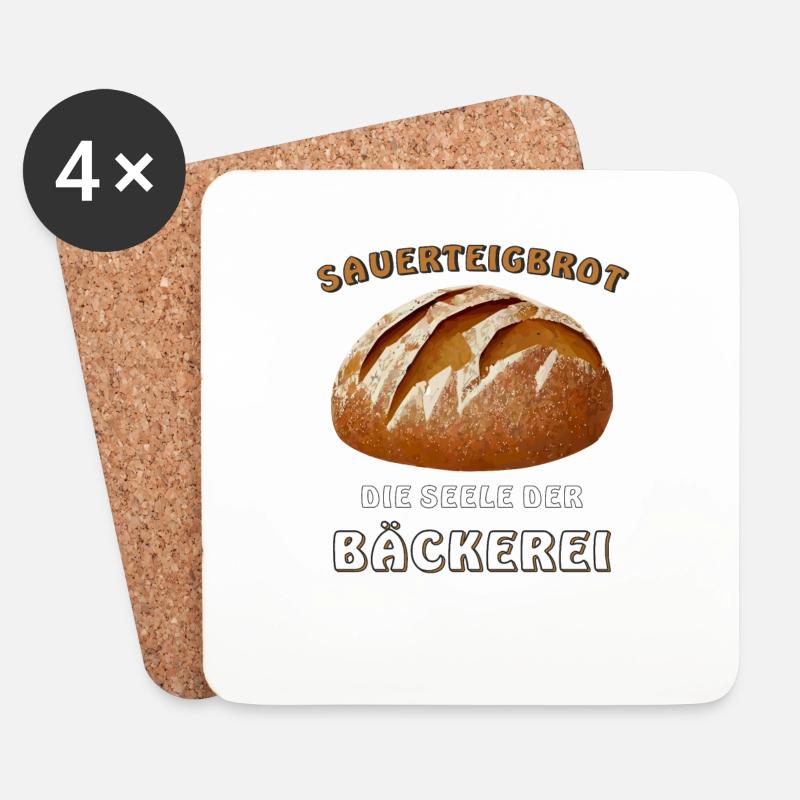 BROT SAUERTEIGBROT SEELE DER BÄCKEREI - Untersetzer (4er-Set) - Weiß