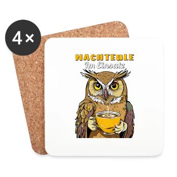 NIGHT OWL IN ACTION - Coasters (set of 4) - white - Front