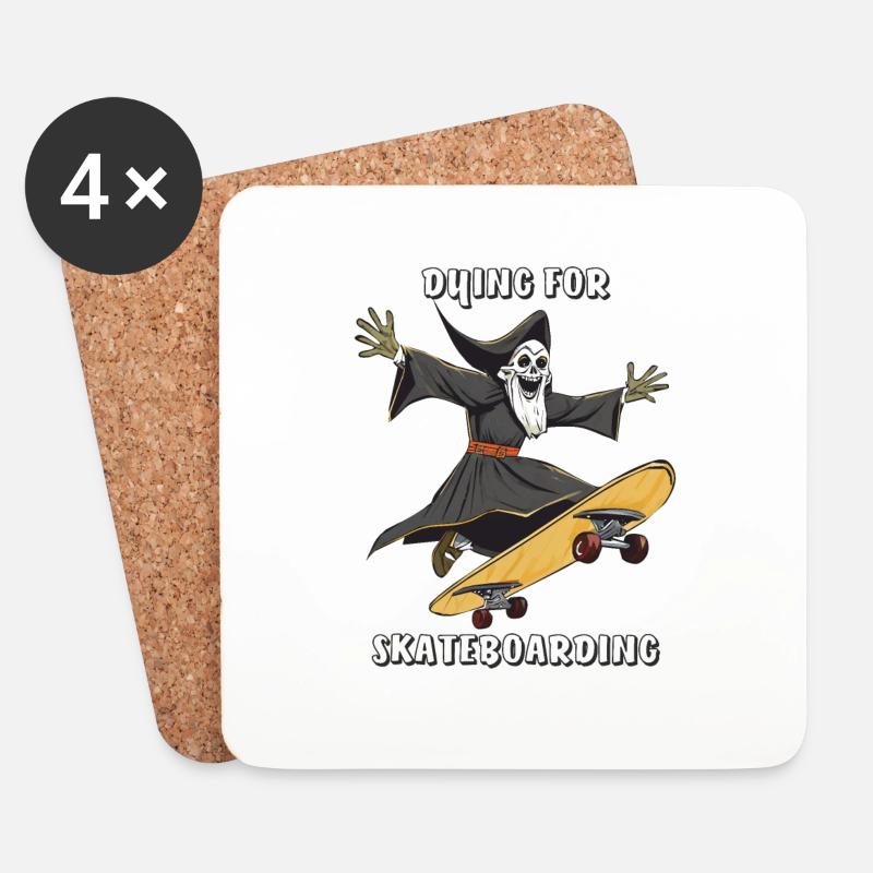 SKATEBOARD DYING FOR SKATEBOARDING - Untersetzer (4er-Set) - Weiß