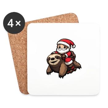 Sloth Santa Claus - Coasters (set of 4) - white - Front