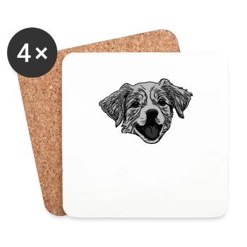 Visage de chien gris conception graphique animal de compagnie - Dessous de verre (lot de 4) - blanc - Devant