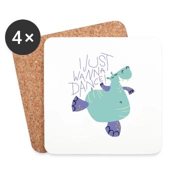 Illustration "I just wanna dance!" - Untersetzer (4er-Set) - Weiß - Vorne
