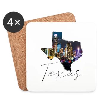 Austin Skyline au Texas Carte de l’État TX - Dessous de verre (lot de 4) - blanc - Devant