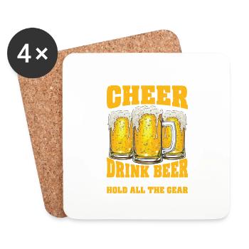 Here To Cheer Drink Beer And Hold All The Gear - Untersetzer (4er-Set) - Weiß - Vorne