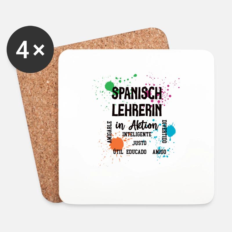 Spanisch Lehrerin in Aktion Spanischlehrerin - Untersetzer (4er-Set) - Weiß