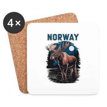 Norway with Moose - Coasters (set of 4) - white - Front
