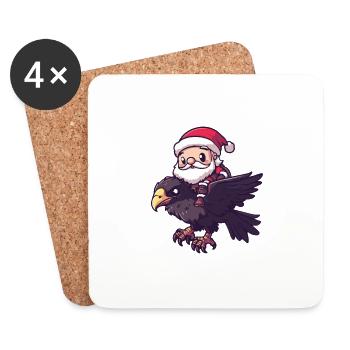 Harpie oiseau Père Noël - Dessous de verre (lot de 4) - blanc - Devant