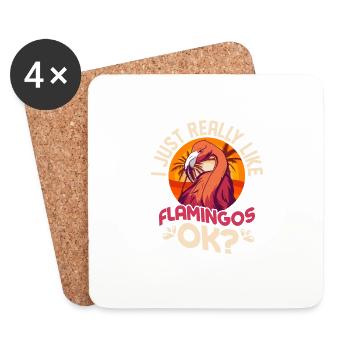 J’aime vraiment les flamants roses, d’accord ? Oiseau rose mignon - Dessous de verre (lot de 4) - blanc - Devant