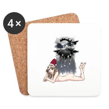 Winter Märchen Troll sexy Nikolaus Weihnachtsmann - Untersetzer (4er-Set) - Weiß - Vorne
