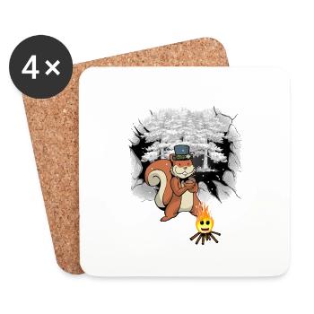 Winter Forest Squirrel Kids - Coasters (set of 4) - white - Front