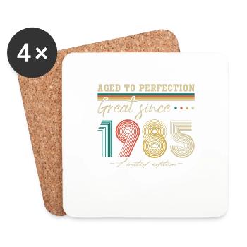 1985 40e Anniversaire Cadeau Vintage - Dessous de verre (lot de 4) - blanc - Devant