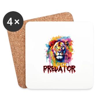 Watercolor Apex Predator Lion Tee - Coasters (set of 4) - white - Front