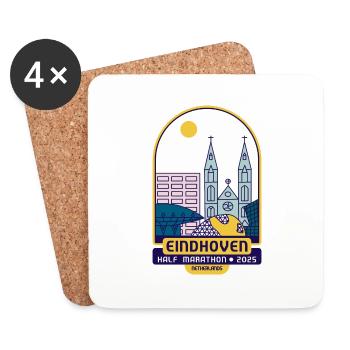 Eindhoven, Semi-marathon – 2025 - Pays-Bas - Dessous de verre (lot de 4) - blanc - Devant