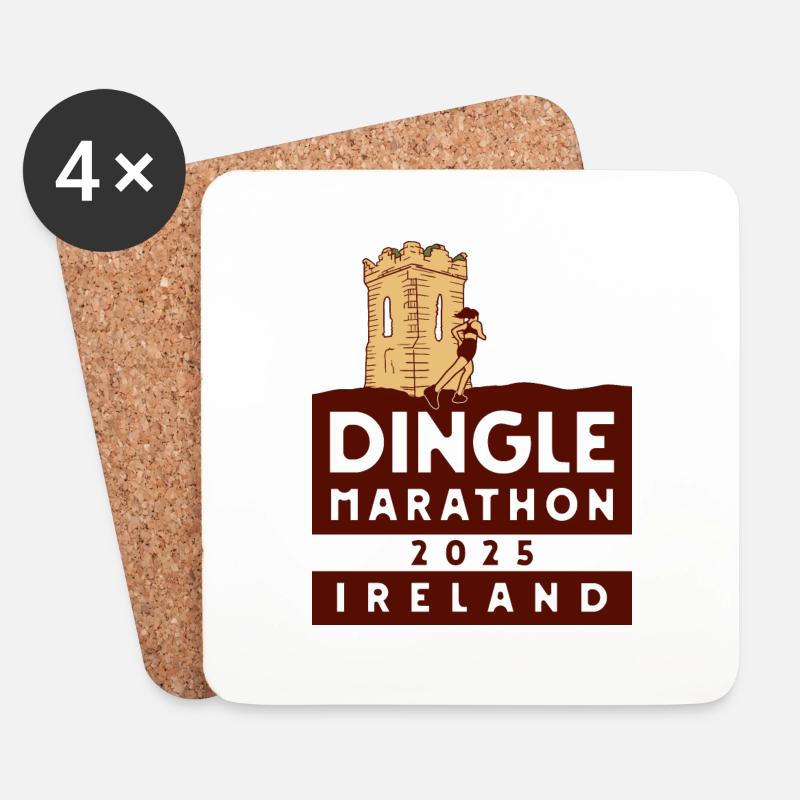 Marathon de Dingle – 2025 - Irlande - Dessous de verre (lot de 4) - blanc