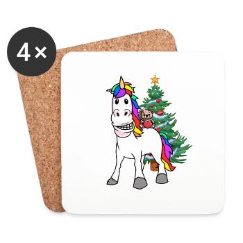 Licorne Noël Noël Teddy Enfant Enfants - Dessous de verre (lot de 4) - blanc - Devant