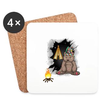 Schamanen Bär Tipi Lagerfeuer Wilder Westen - Untersetzer (4er-Set) - Weiß - Vorne