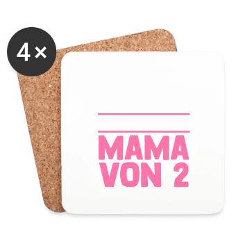 Maman de 2 enfants - Dessous de verre (lot de 4) - blanc - Devant